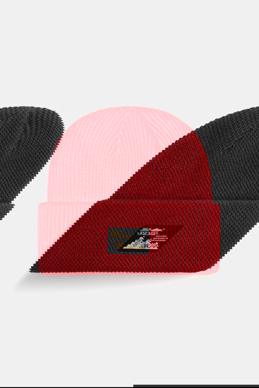 Beanie Columbia Ribbed Knit Beanie with High Cascades Patch Rød | 2092601, 0
