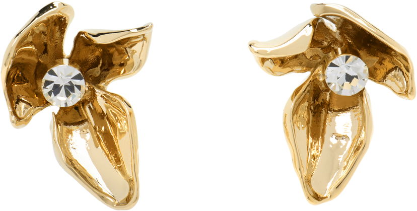 Øreringe Erdem Erdem Gold-Tone Crystal Flower Earrings Gul | PF25_JE18_00038003
