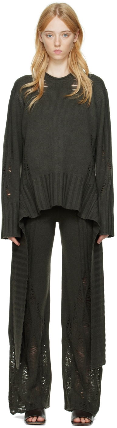 Bukser Dion Lee Distressed Cashmere Peplum Sweater Grøn | C7086P22, 0