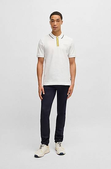 Polo skjorte BOSS Porsche x BOSS Stretch-Cotton Polo Shirt Hvid | 50531463, 1