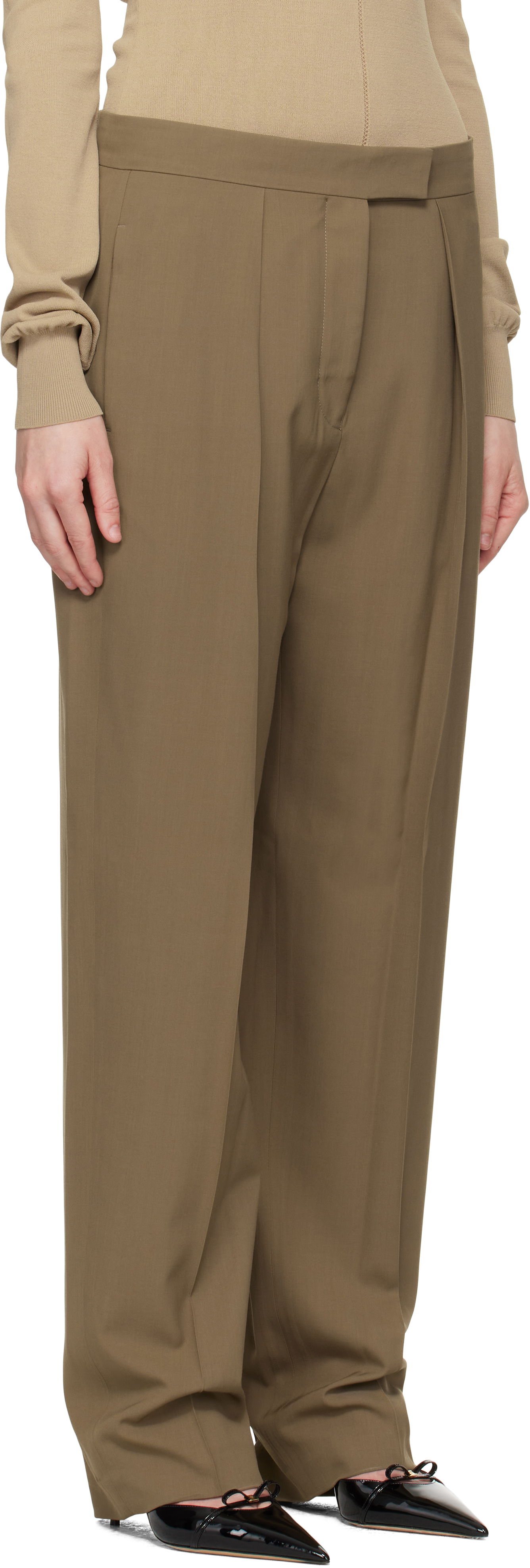 Bukser FERRAGAMO Ferragamo Inverted Pleats Trousers Grøn | 782662, 1