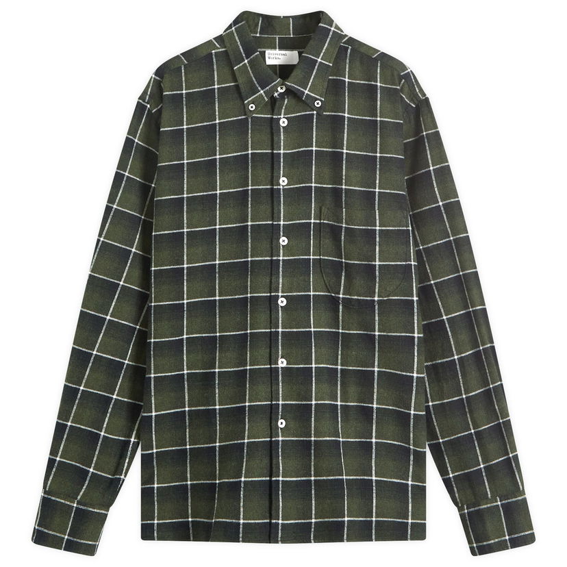 Skjorte Universal Works Universal Works Lazy Day Check Shirt, Large Grøn | P31205-OLV