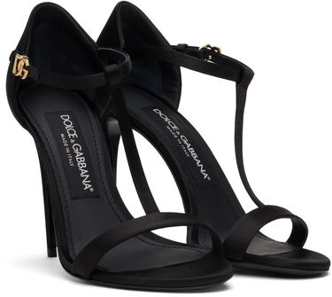 Sneakers og sko Dolce & Gabbana Satin T-Bar Heeled Sandals Sort | CR1766 A7630, 3