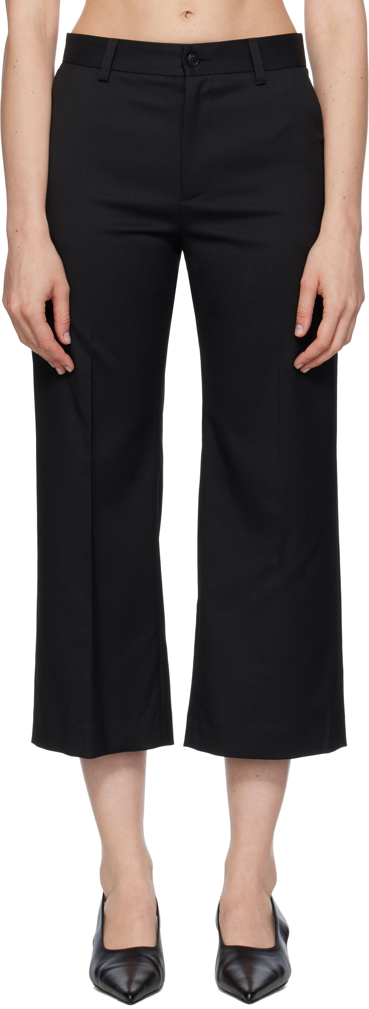 Bukser Maison Margiela MM6 Maison Margiela Tailoring Blend Cropped Trousers Sort | S52KA0535 M35227, 0