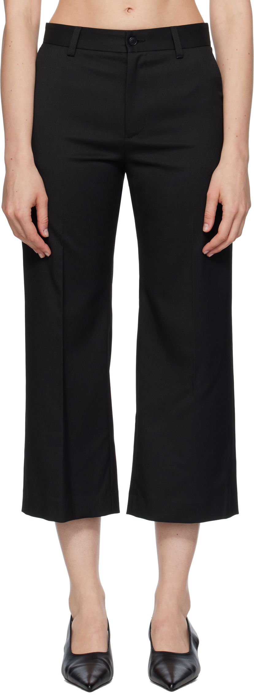 Bukser Maison Margiela MM6 Maison Margiela Tailoring Blend Cropped Trousers Sort | S52KA0535 M35227