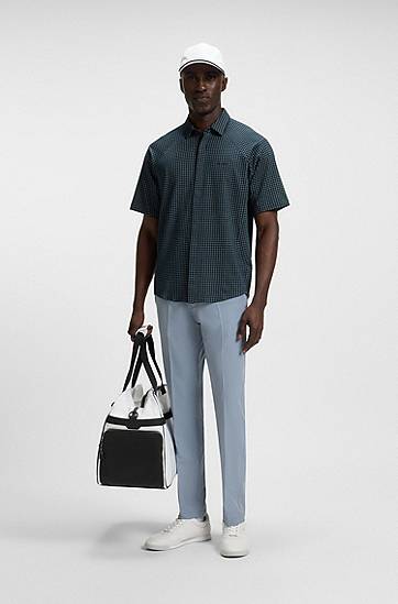 Skjorte BOSS Regular-Fit Knitted Piqué Shirt Mørkeblå | 50544851, 1