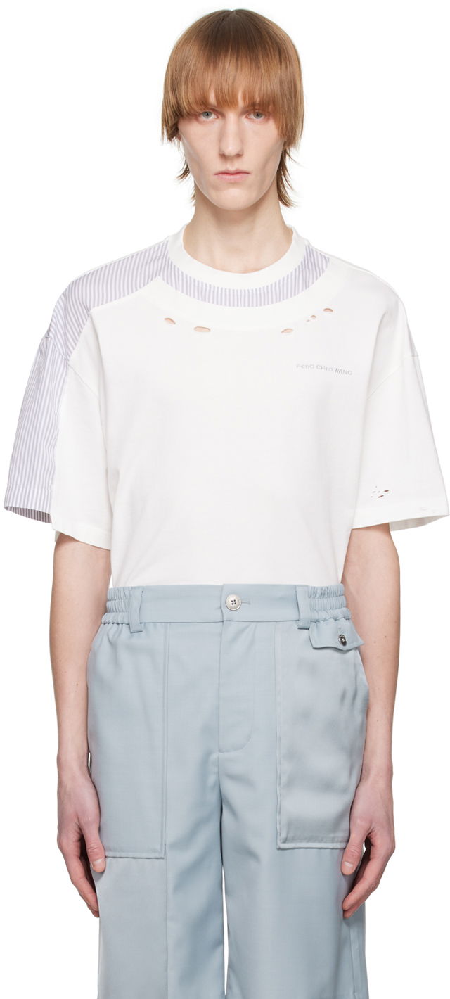 T-shirt Feng Chen Wang Feng Chen Wang Distressed T-Shirt Hvid | FMS15TS03