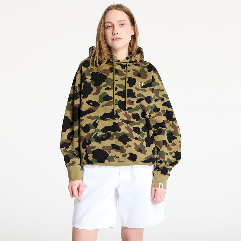 Sweatshirt BAPE A BATHING APE 1St Camo Jacquard One Point Relaxed Fit Pullover Hoodie Grøn | 001PPL301302MGRN