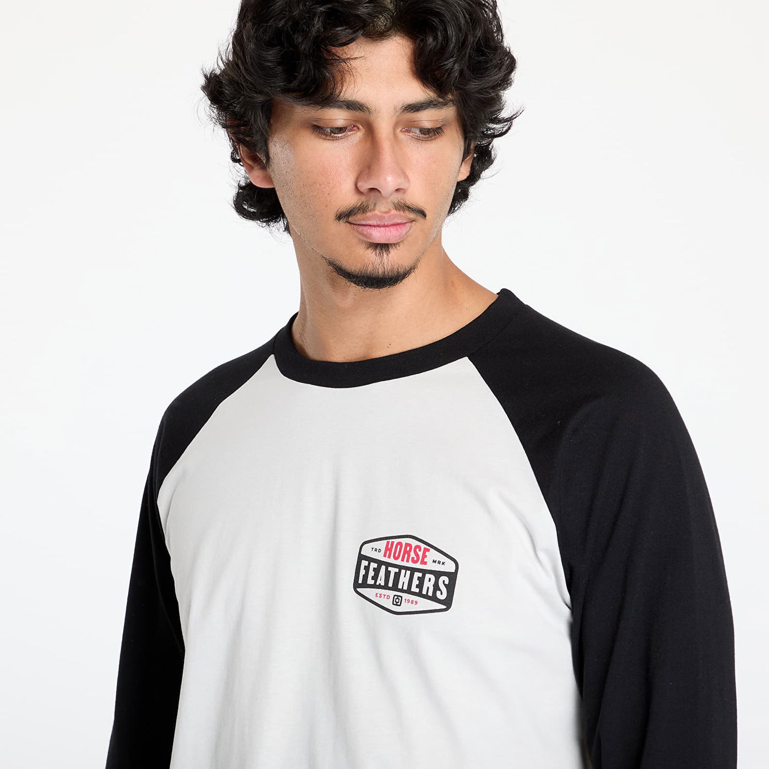 T-shirt Horsefeathers Hexagon II Raglan T-Shirt Cement M Hvid | SM1353C, 1
