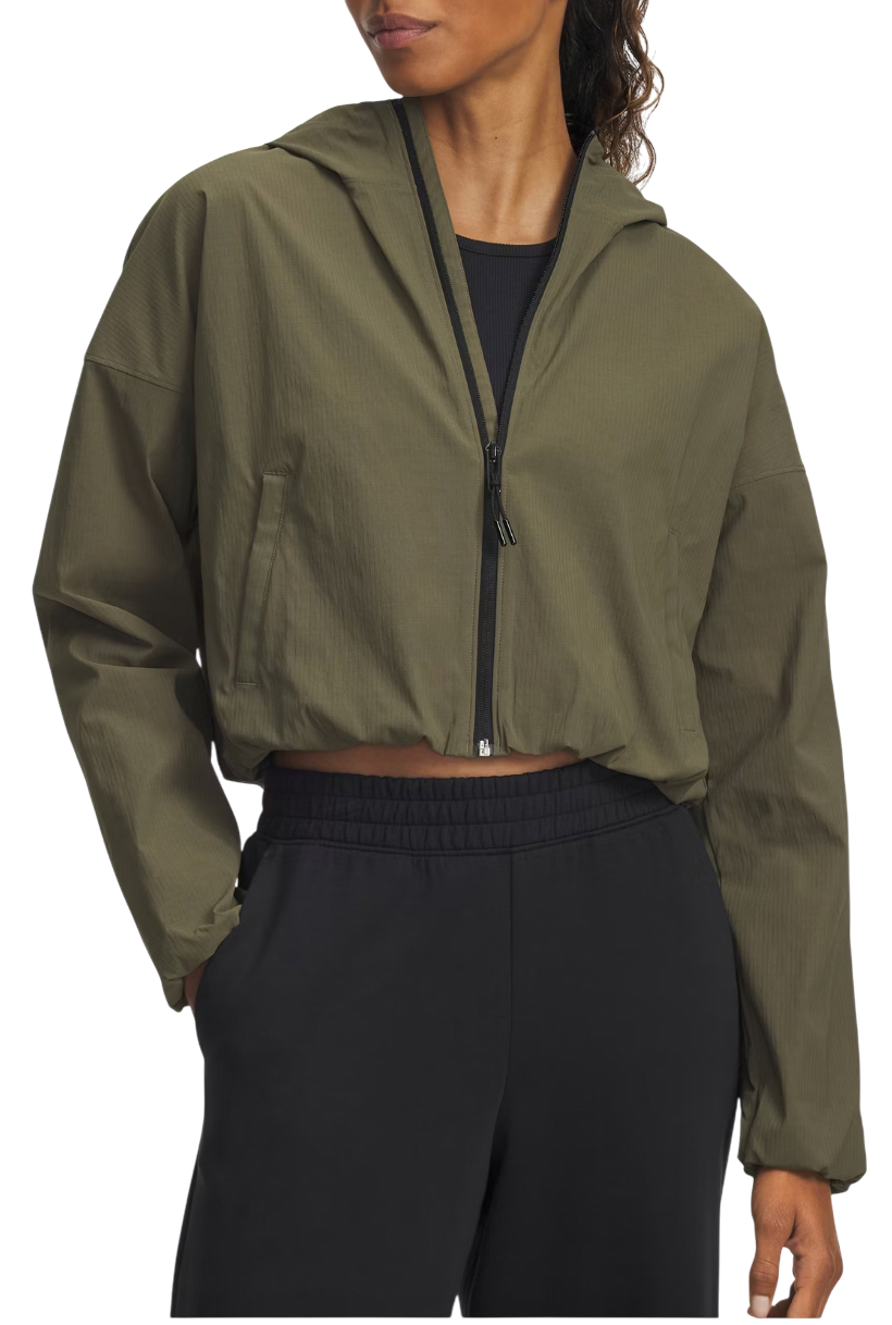 Vindjakke Under Armour Unstoppable Woven Ripstop Long Sleeve Cropped Hooded Jacket Grøn | 6005967-390