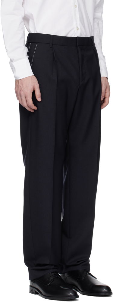 Bukser BOSS Relaxed-Fit Virgin Wool Trousers Mørkeblå | 50545809, 1