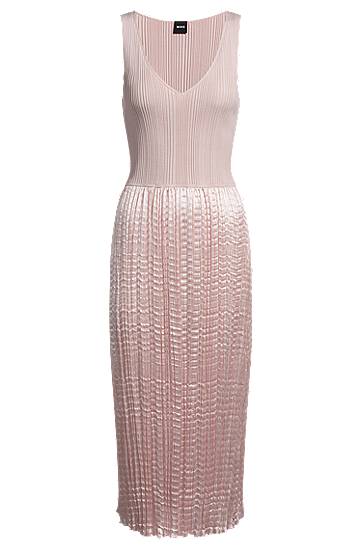 Kjole BOSS Knit Dress with Lustrous Structured Skirt Lyserød | 50537736