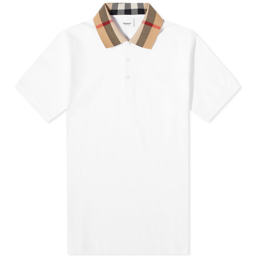 Polo skjorte Burberry Check Collar Polo Hvid | 8071621A1464