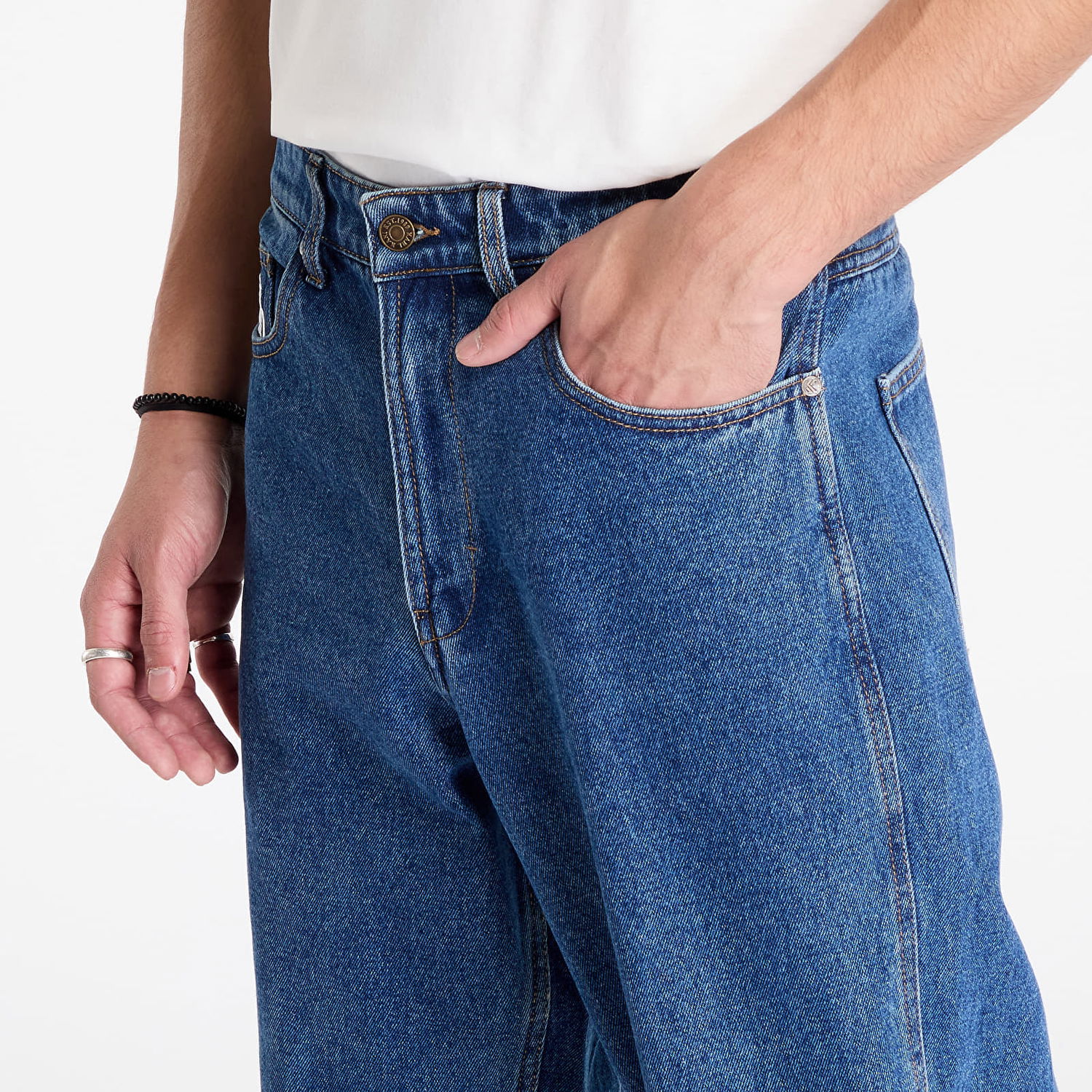 Bukser Karl Kani Pants KK Small Signature Tapered Five Pocket Denim Dark Indigo 32 Blå | 6000480, 1