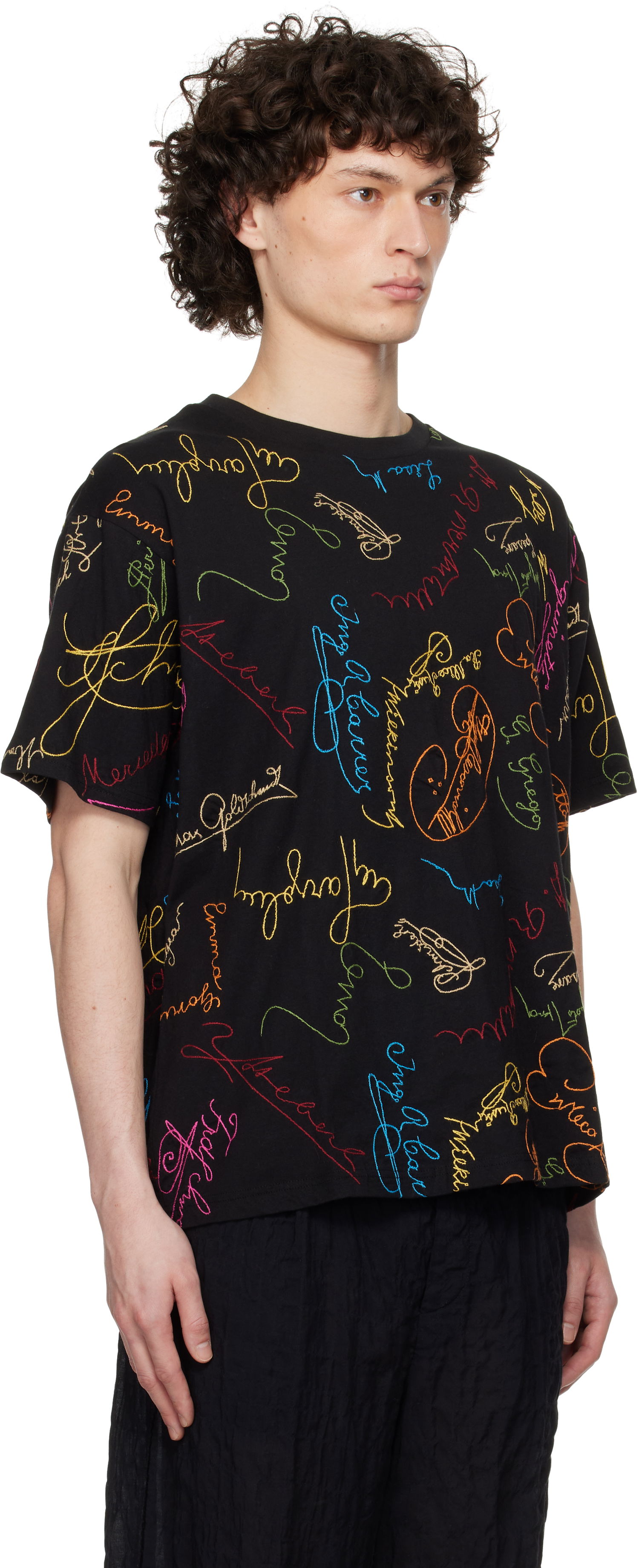 T-shirt Bode Bode Signature Scrawl Boxy T-Shirt Sort | MRS25CS050, 1