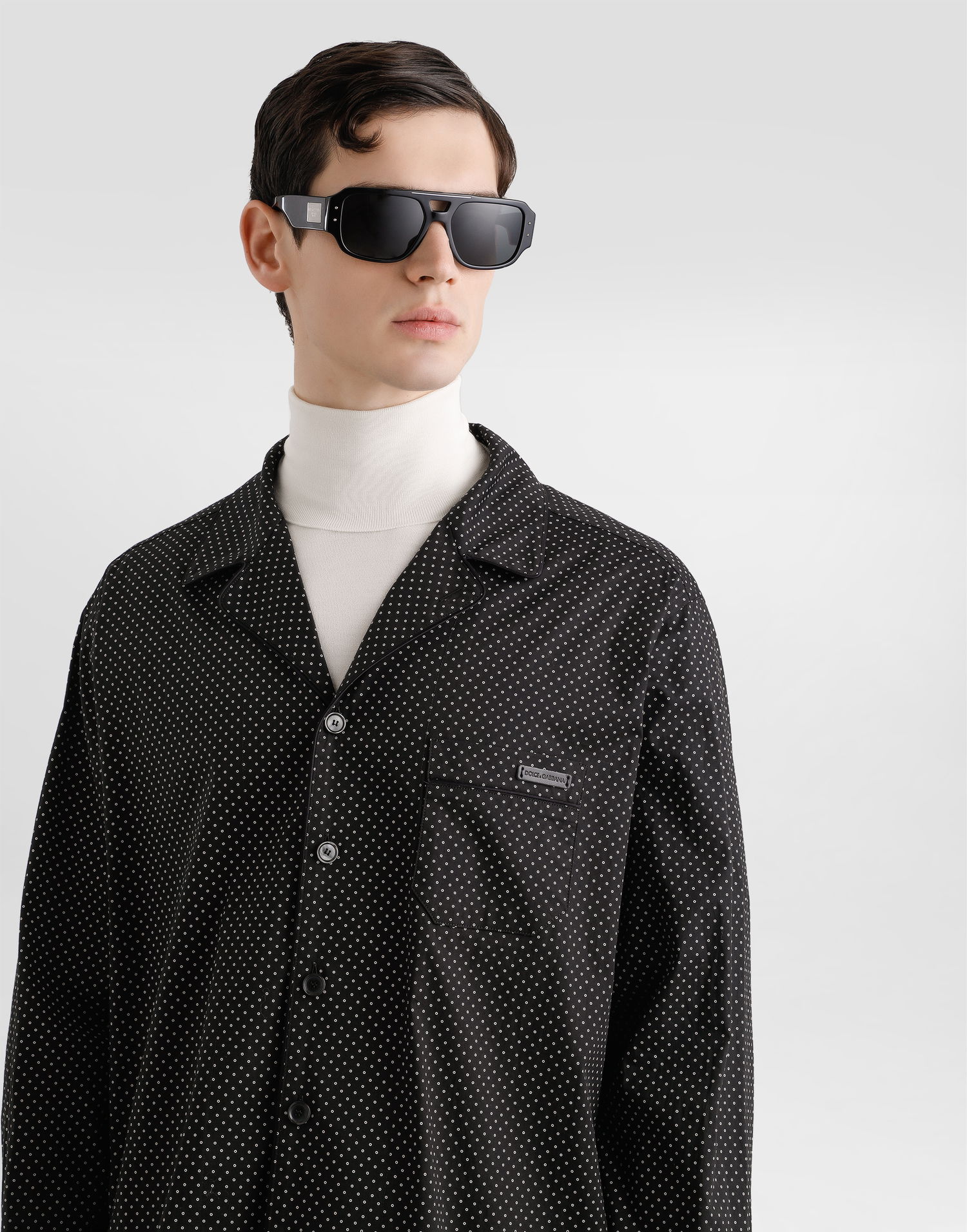 Skjorte Dolce & Gabbana Dolce & Gabbana Microprinted Vanity Button-Up Shirt Sort | G5IF1TFMRBNS8030, 1