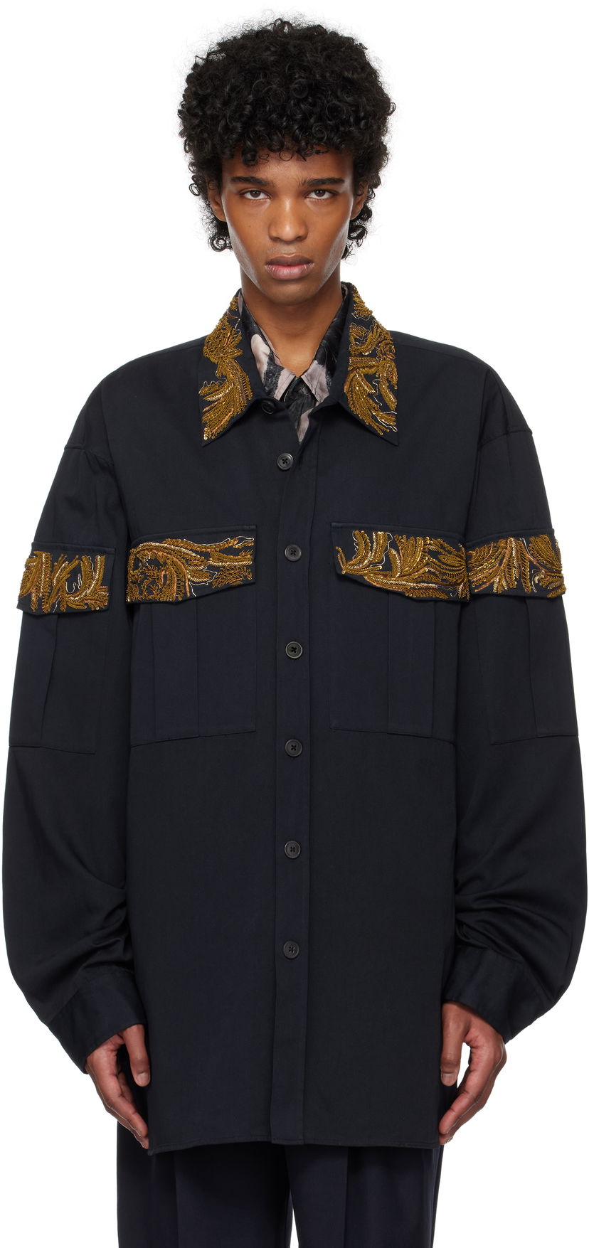Skjorte Dries Van Noten Dries Van Noten Embroidered Shirt Sort | 251-020757-1473