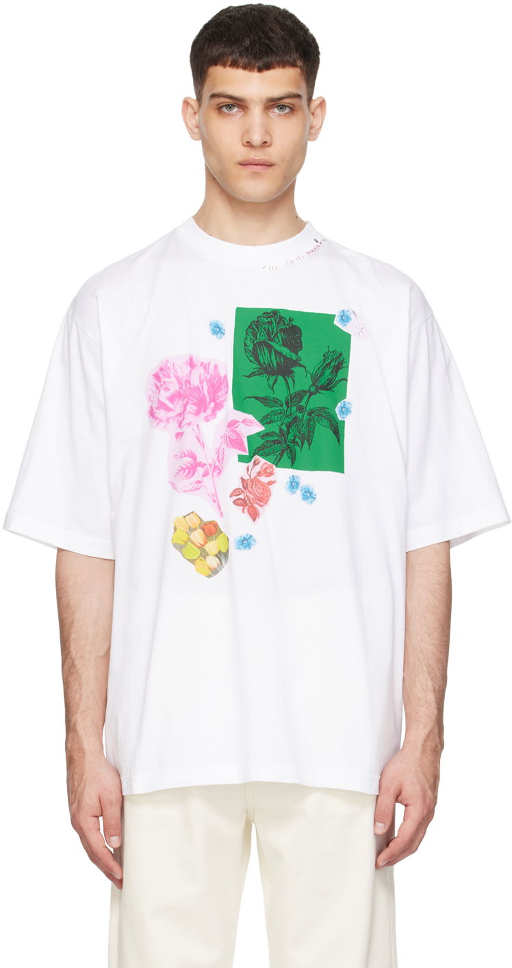 T-shirt Marni Flower Prints T-Shirt Hvid | HUMU0223PT USCW75