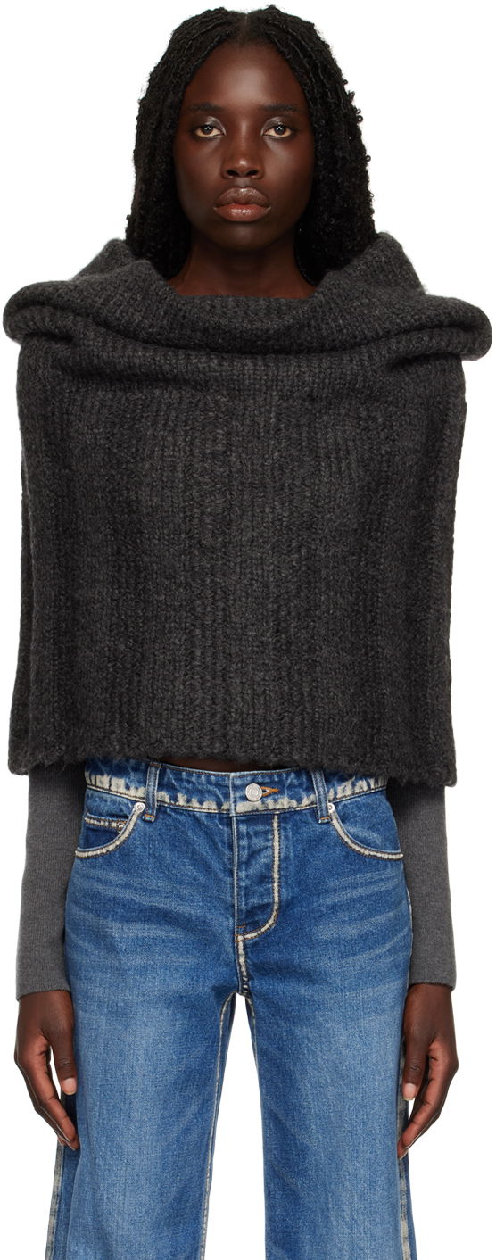 Sweater We11done We11done Cowl Neck Cropped Sweater Grå | WD-KL3-22-630-W-CH, 0