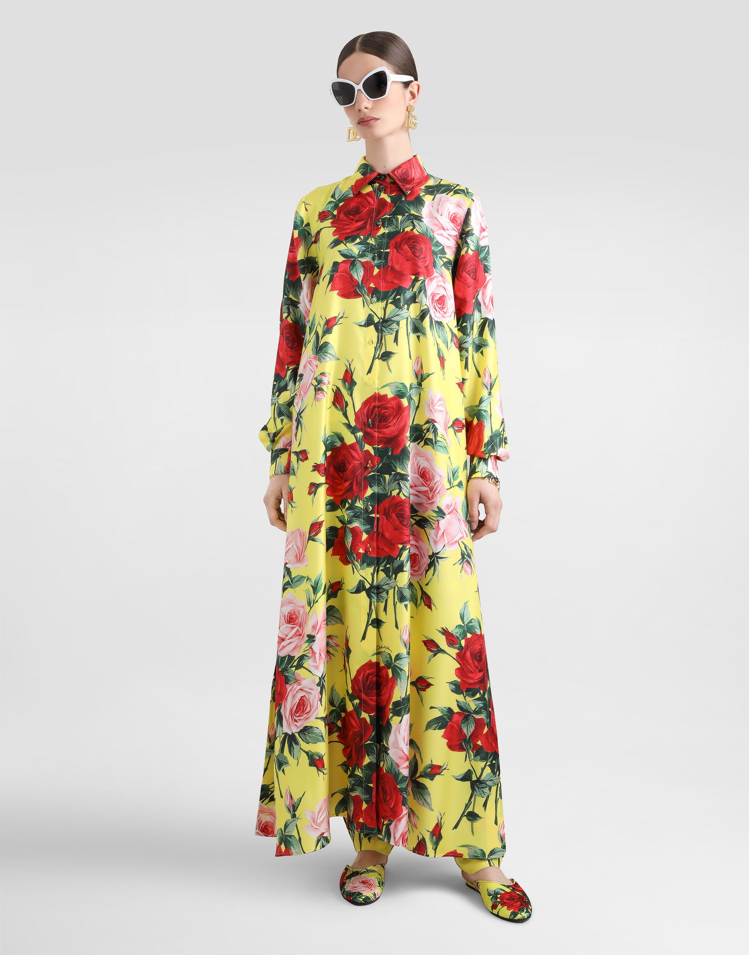 Bukser Dolce & Gabbana Dolce & Gabbana Silk Twill Bouquet Print Pants Gul | FTC11TIS1XHHG5JD, 1