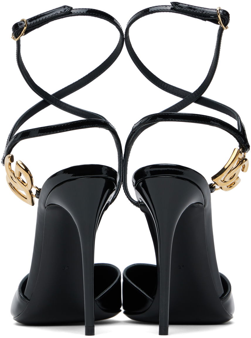 Sneakers og sko Dolce & Gabbana Lollo Patent Leather Slingback Heels Sort | CG0726 AP622, 1