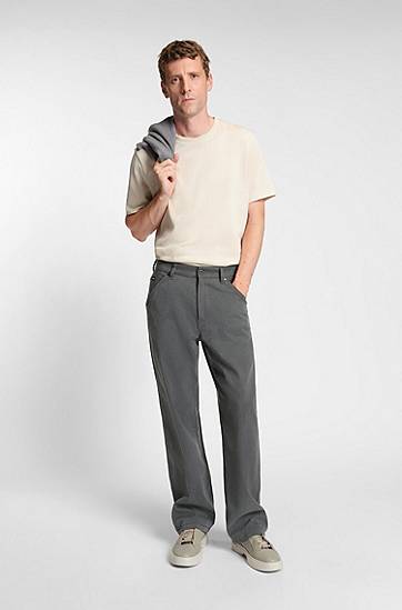 T-shirt BOSS Cotton T-shirt with herringbone structure Beige | 50549601, 1