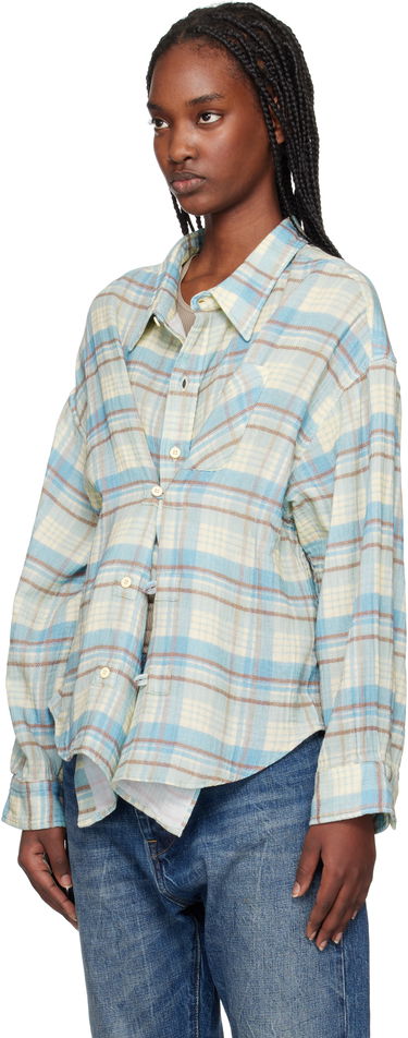 Skjorte R13 R13 Double Front Plaid Shirt Blå | R13WR371-R481B, 3