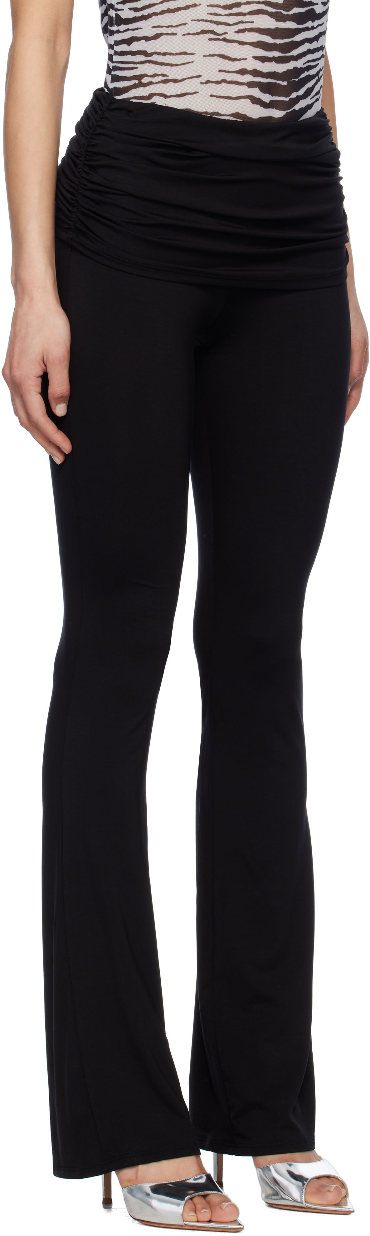 Leggings Miaou Miaou Alana Foldover Flare Trousers Sort | 1039TJBBLK, 1