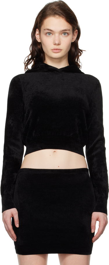 Sweatshirt Alexander Wang Alexander Wang Cropped Velour Hoodie Sort | 4KC4241002, 0