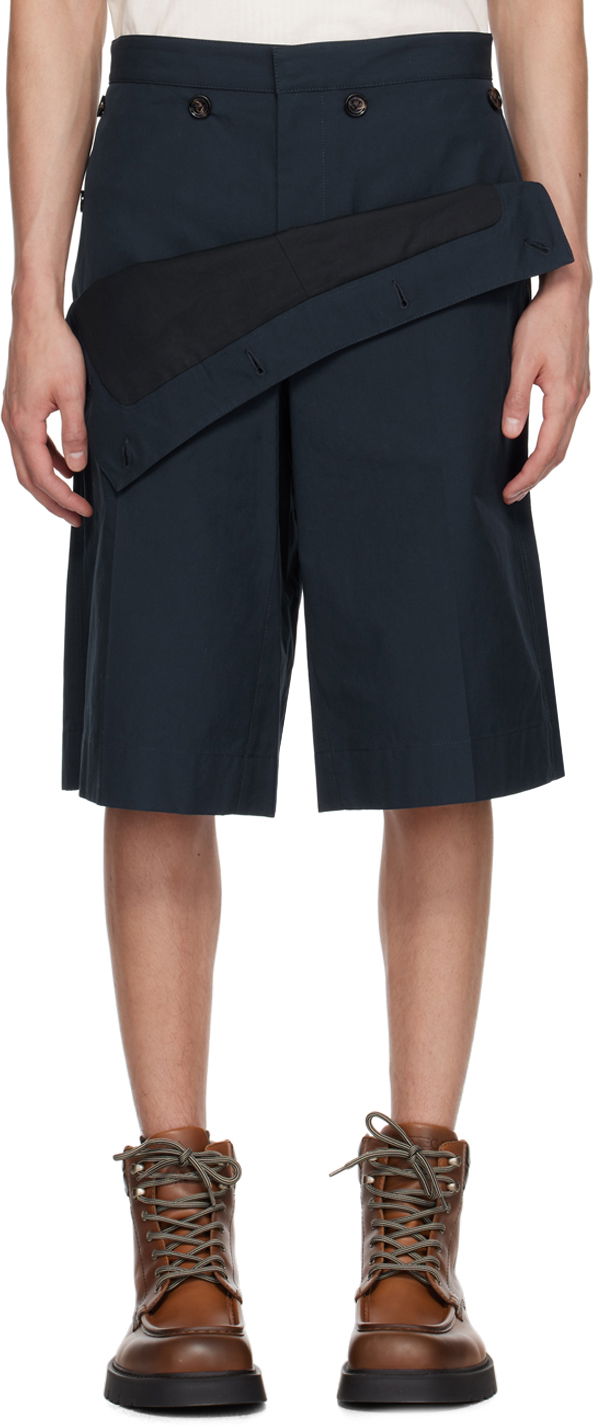 Shorts Bottega Veneta Foldover Shorts Mørkeblå | 786071V2BL0, 0