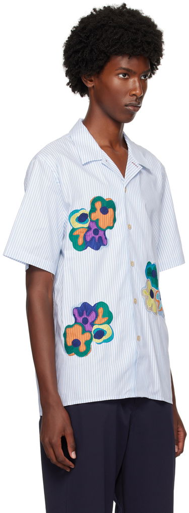 Skjorte Paul Smith PS Paul Smith Striped Flowers Appliquéd Shirt Blå | M2R-695UP-N22097-41, 1