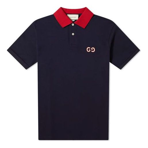 Polo skjorte Gucci Logo-Embroidered Short Sleeve Polo Blå | 574086-XJA6C-4062