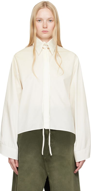 Skjorte Maison Margiela MM6 Maison Margiela Cotton Poplin Tie-Neck Shirt Hvid | S62DT0039 M35458, 0