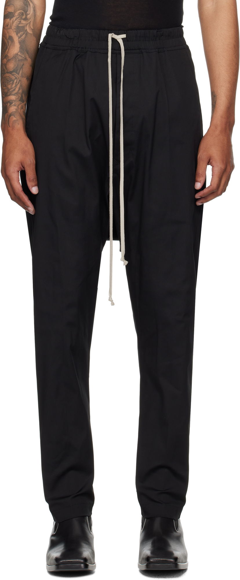 Bukser Rick Owens Rick Owens Concordians Drawstring Trousers Sort | RU02E1380 TE