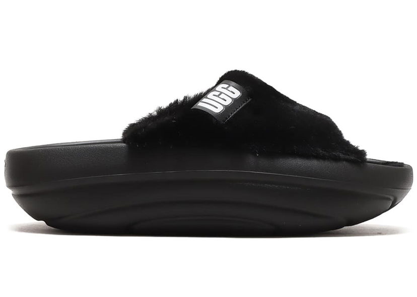 Tøj UGG FoamO plush Slide Black (Women's) Sort | 1143849-BLK