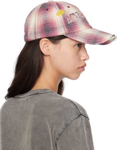 Kasket Acne Studios Distressed Plaid Cap Lyserød | C40411-, 4