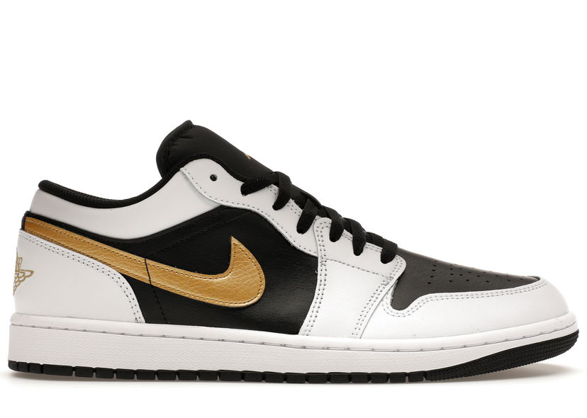 Sneakers og sko Jordan Jordan 1 Low White Black Metallic Gold Swoosh Hvid | 553558-172