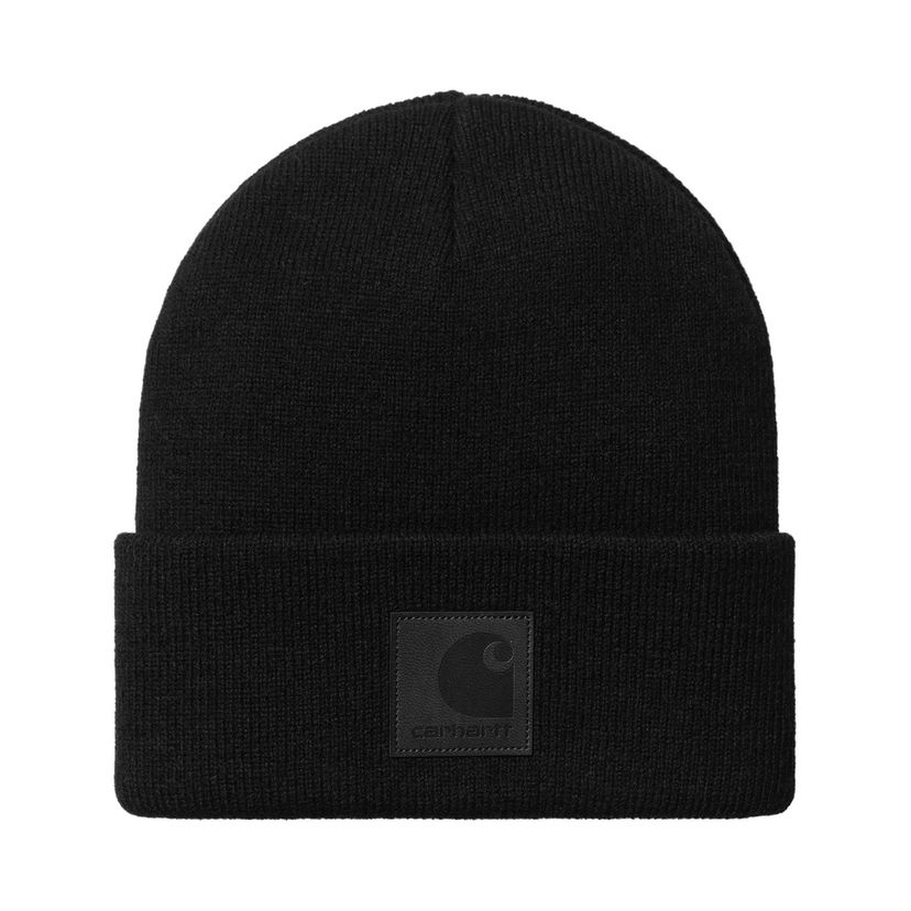 Beanie Carhartt WIP Black Logo-Patch Ribbed Beanie Sort | I034369_2