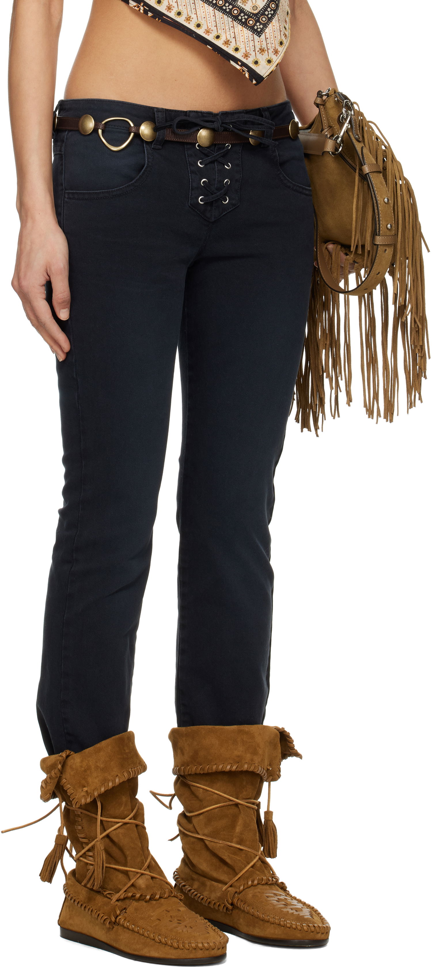Jeans ISABEL MARANT Isabel Marant Vanel Lace-Up Jeans Sort | PA0544FB-C2H02I, 1