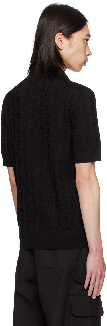 Polo skjorte Dolce & Gabbana Dolce&Gabbana Logo Jacquard Polo Sort | GXZ15TJBSKE, 2