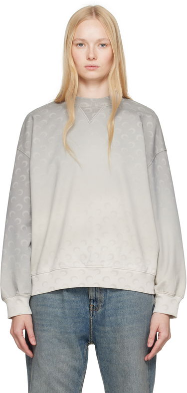 Sweater Marine Serre Marine Serre Moon Faded Fleece Oversized Sweatshirt Grå | UST022A CJER0073, 0