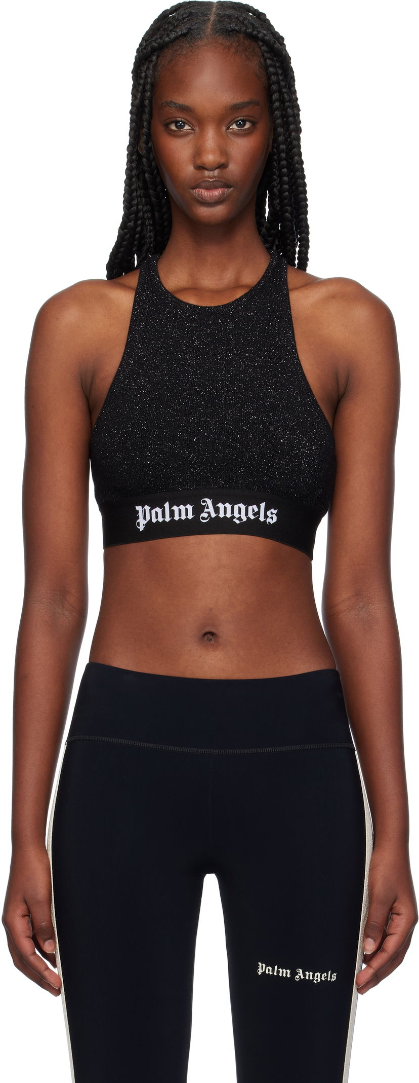 Tanktop Palm Angels Logo Tape Tank Top Sort | PWHT001F24KNI0011010
