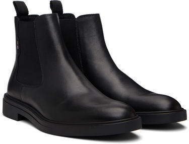 Skopleje BOSS Nappa Leather Chelsea Boots with Signature Stripe Sort | 50552527, 4