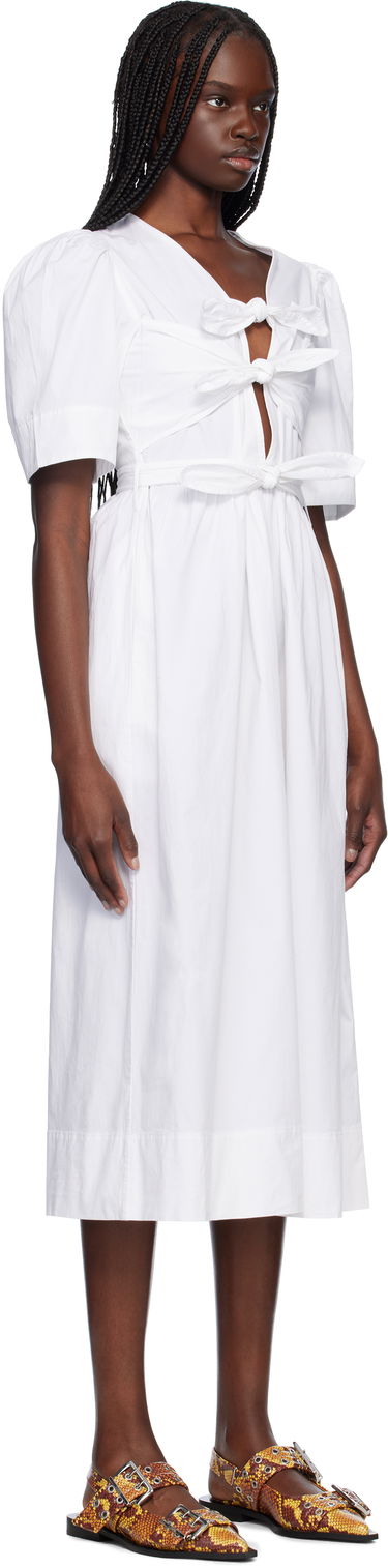 Kjole GANNI GANNI Stretch Cotton Tie Strap Midi Dress Hvid | W0306, 1