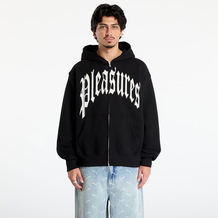Sweatshirt Pleasures Twitch Zip Hoodie Sort | P25F026-BLACK
