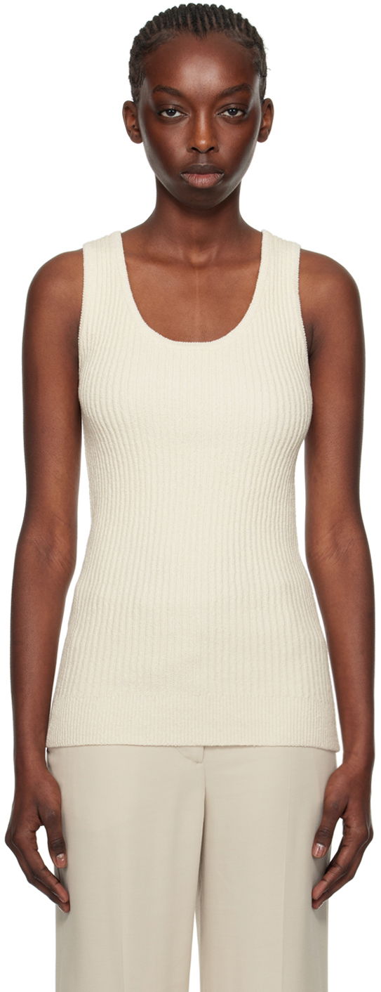 Tanktop TOTEME Textured Tank Top Hvid | 242-WRT1670-YA0042