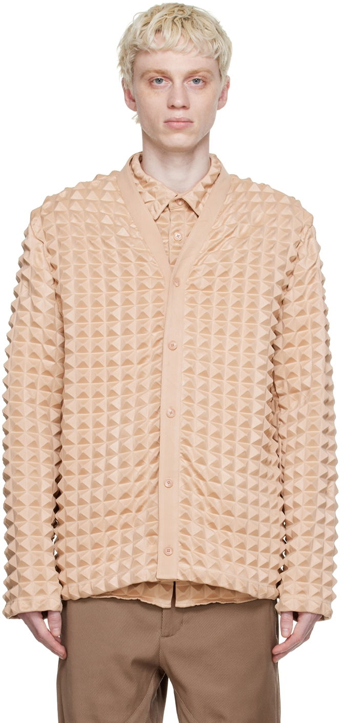 Sweater Kanghyuk Textured Button-Up Cardigan Beige | PS22SSJP03