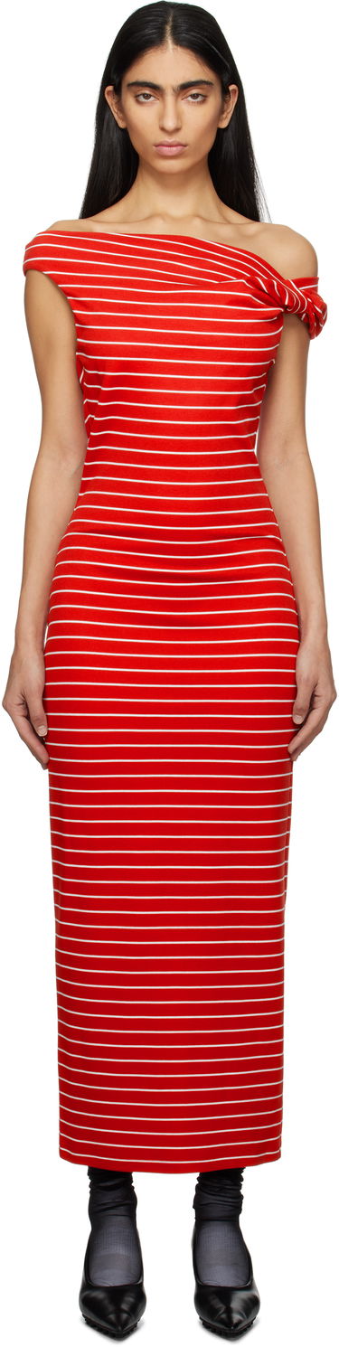 Kjole MSGM MSGM Striped Midi Dress Rød | 3841MDA30 257115, 0