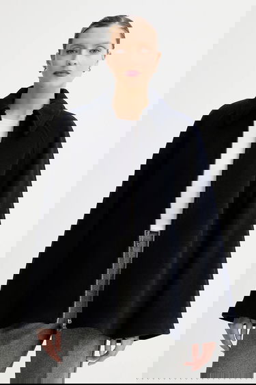 Jakke Samsoe Samsoe ALMA Wool Cape Jacket Mørkeblå | F23300184, 0