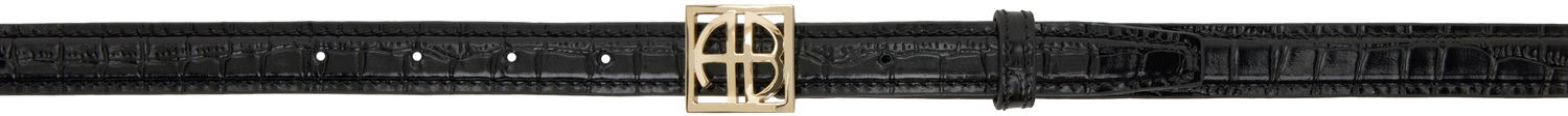 Bælter Anine Bing ANINE BING Monogram Embossed Croc Belt Sort | A-12-10461-BLK1, 0